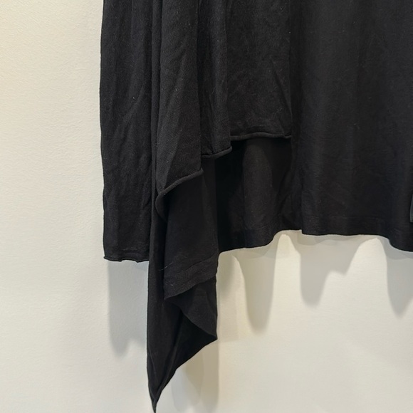 H&M Black Cardigan Drapey Waterfall Casual Cover Up Shawl Layers Jacket Boho - Picture 7 of 8